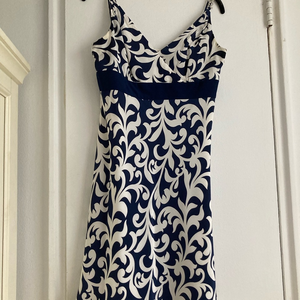 Ann Taylor Blue and White Floral Dress